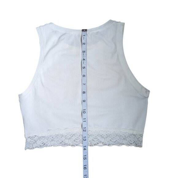 Forever 21 White Tank Top with Lace Hem Women Size S - Picture 4 of 7